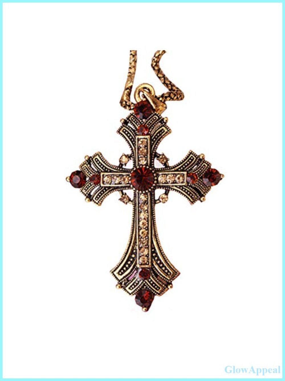Vintage Celtic Rhinestone Diamond Cross Long Pendant Necklace God We Trust